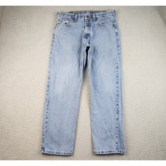 Wrangler Jeans Straight Leg Workwear Denim Pants Mens 34x30 Blue Relaxed Fit - Picture 1 of 9